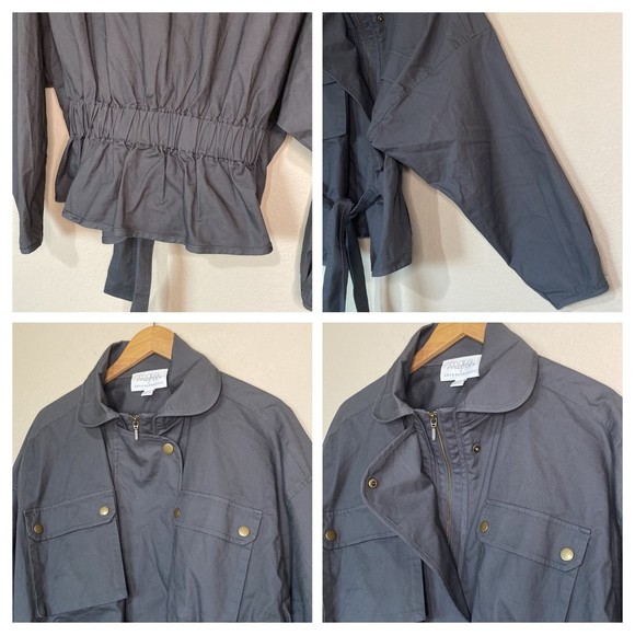 Anthropologie Mare Mare Puff Sleeve Moss Utility Olive Jacket M - Picture 4 of 6